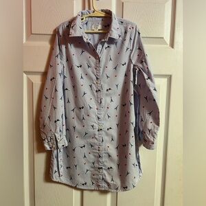 Crown & Ivy Kids Blue Striped Shirt with Fun Print